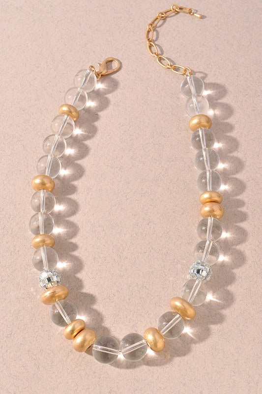 Clear Metal Mix Ball Bead Necklace - Traveling Fine Aunties